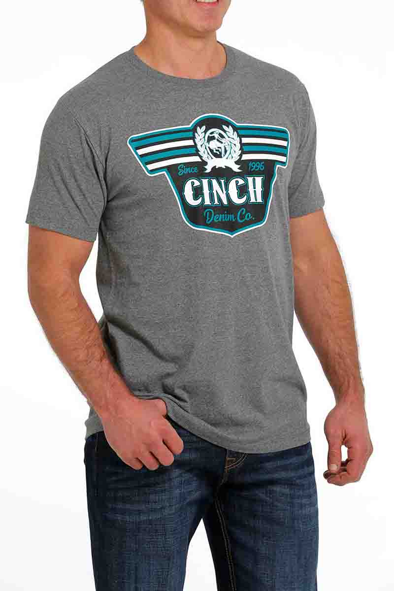 Cinch Mens TShirt Script HGray