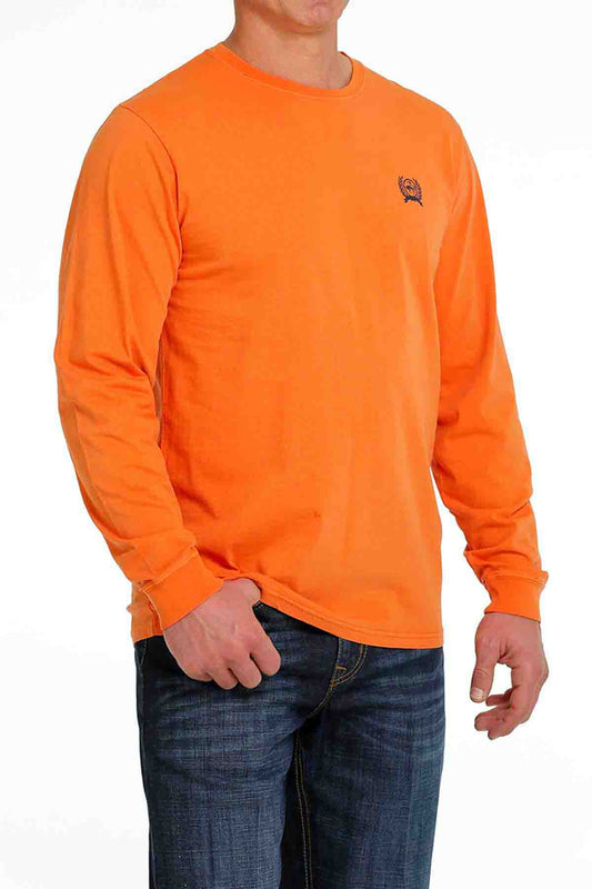 Cinch Mens LSL Logo Tee Orange