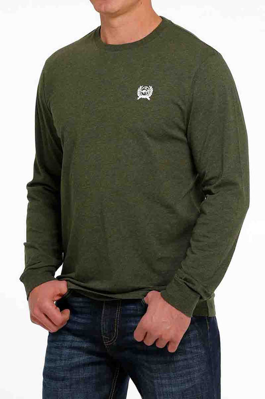 Cinch Mens Long Sleeve Logo Tee Olive