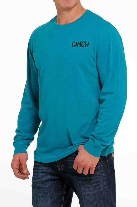 Cinch Long Sleeve Rope Logo Tee Teal