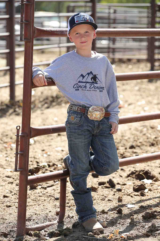 Cinch Boys Graphic Tee LSL Gray