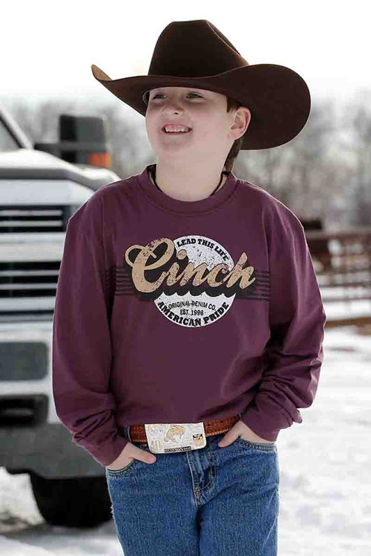 Cinch Boys Graphic Tee Long Sleeve Purple