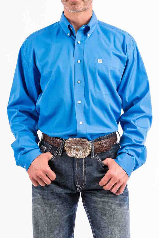 Cinch LSL Solid BD Shirt Blue