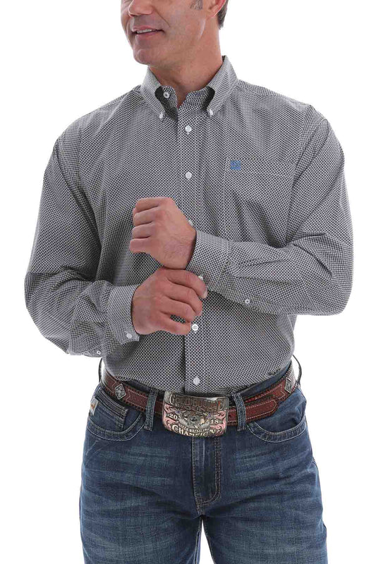 Cinch Shirt Print LSL White