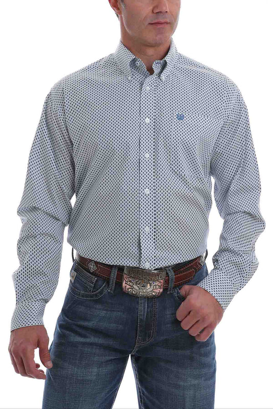 Cinch Shirt Print LSL Light Blue