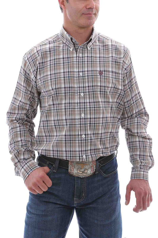 Cinch LSL Plaid BD Shirt Brown