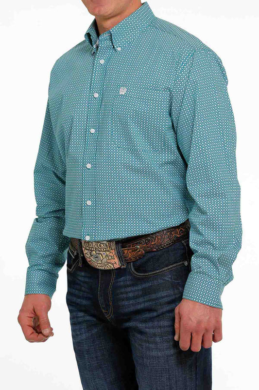 Cinch Long Sleeve Stretch Teal Print