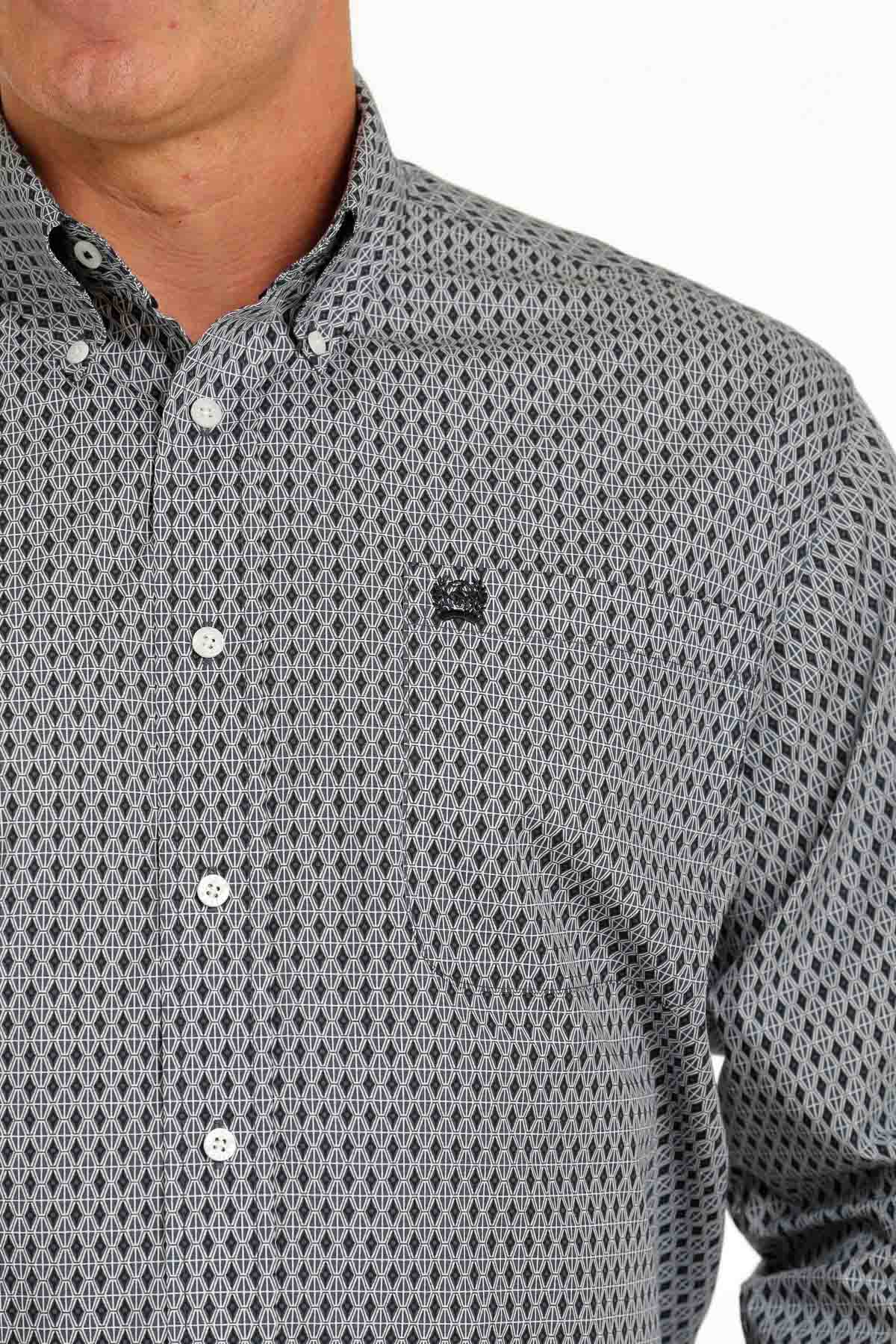 Cinch LSL Geometric Print Gray