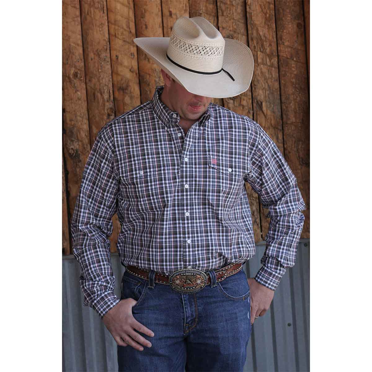 Cinch Shirt LSL 2 Pocket White