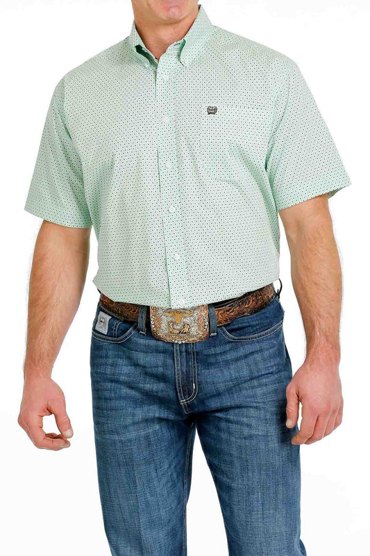 Cinch SSL Button-Down Shirt Green Print