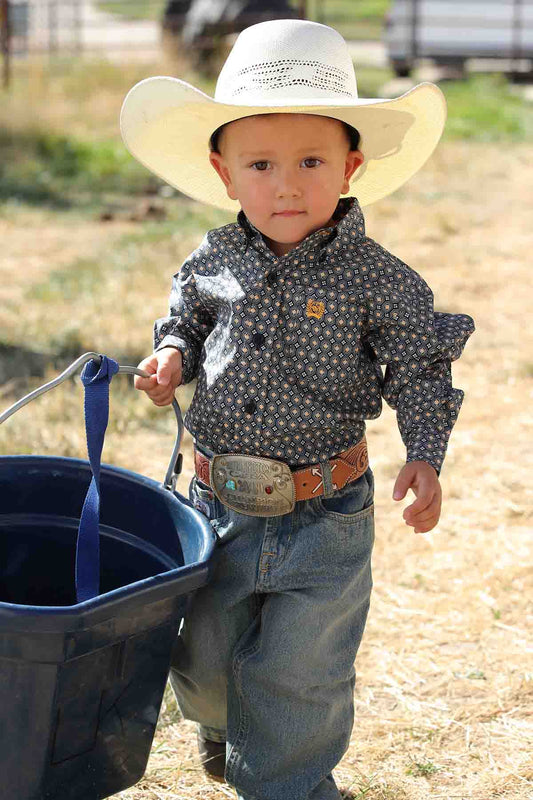 Toddler Cinch Print LSL Navy