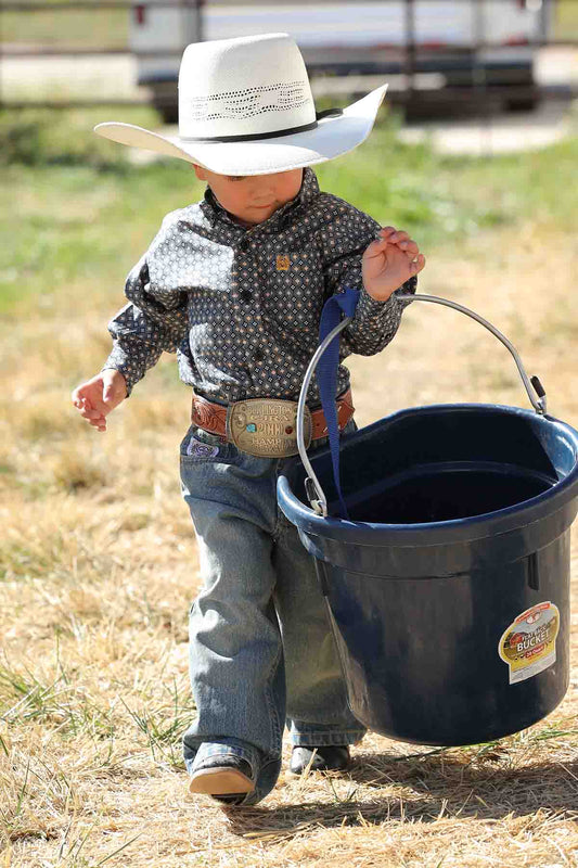 Infant Cinch Print Long Sleeve Navy