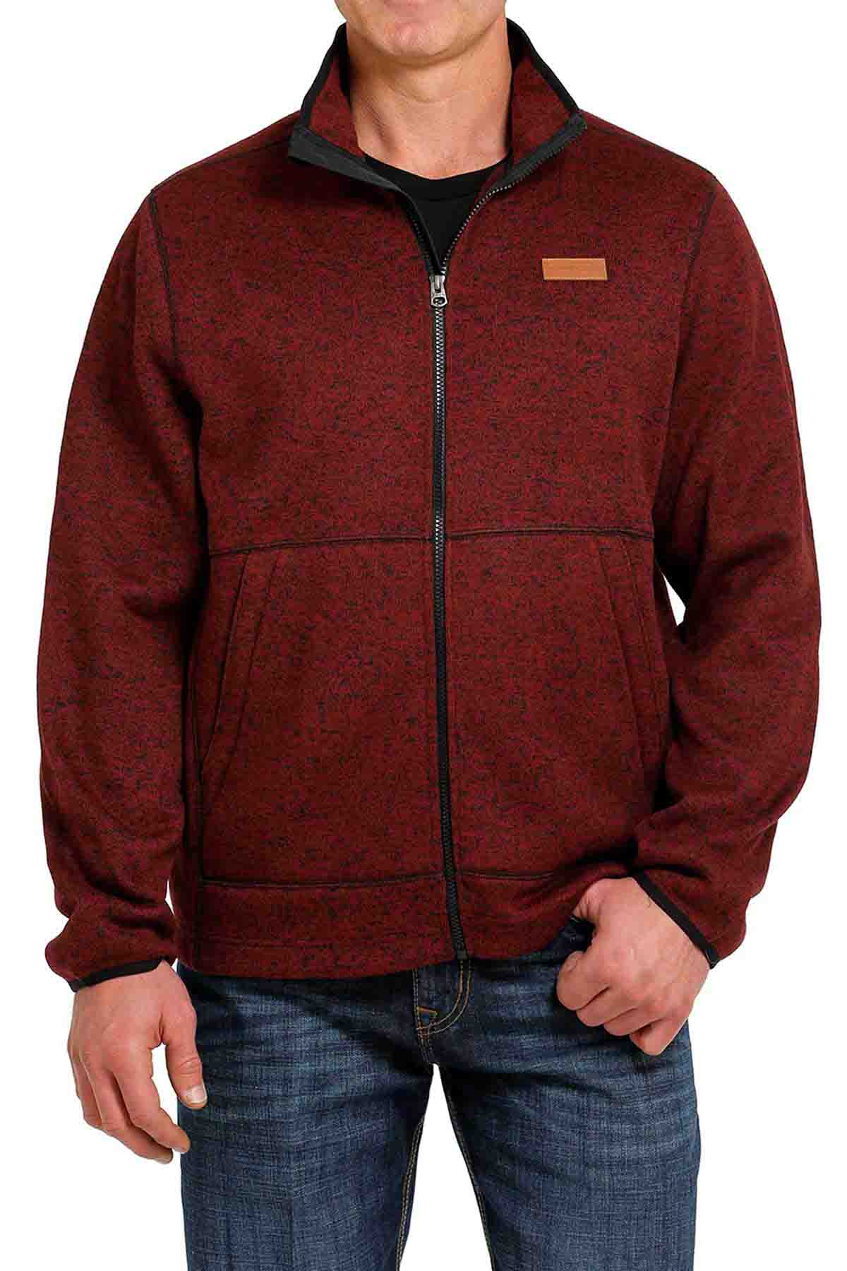 Mens Sweater Jacket Burgundy