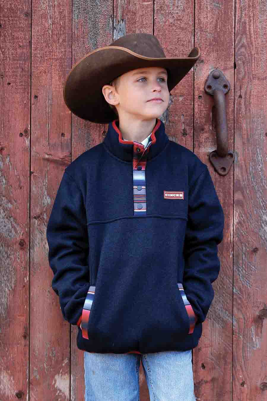 Cinch Boys Fleece Pullover Navy Multi