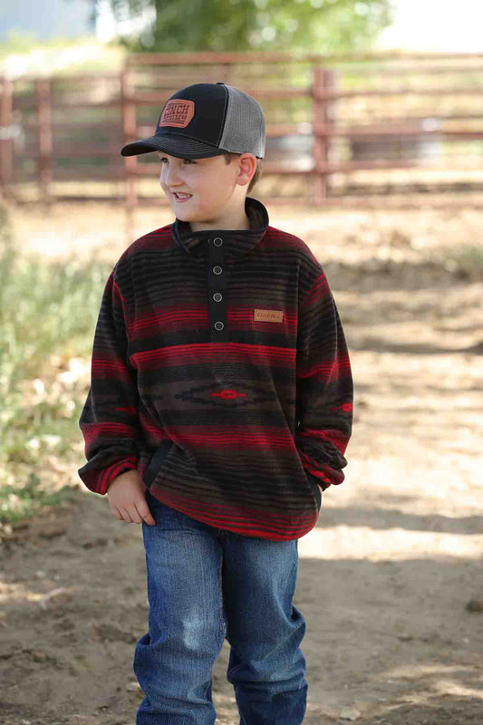 Boys Aztec Fleece Pullover Brown