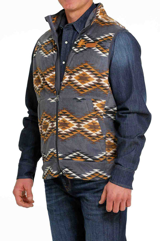 Cinch Mens Fleece Vest Blue