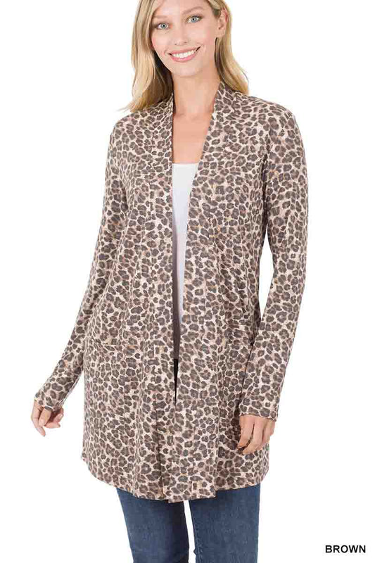 Slouchy Pocket Cardigan Leopard