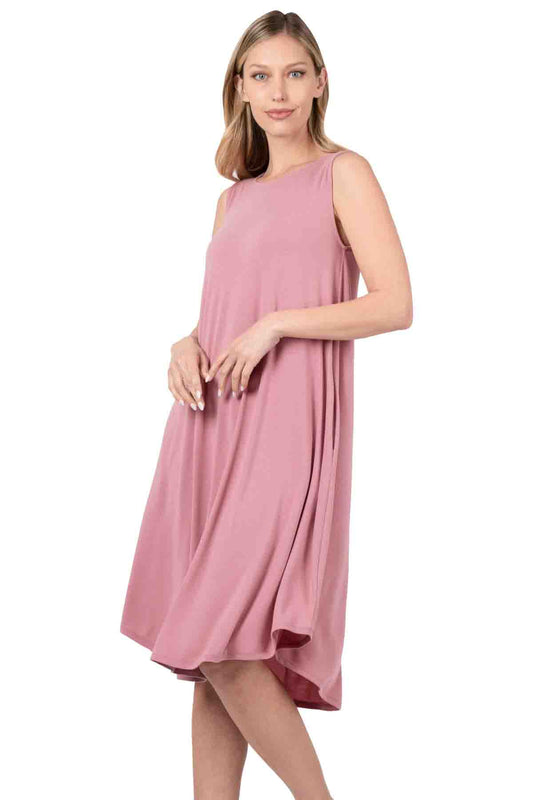 Sleeveless Round Hem Midi Dress