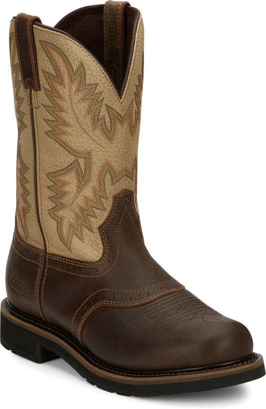 Justin Work Boots Superintendent Golden Brown Plain Toe