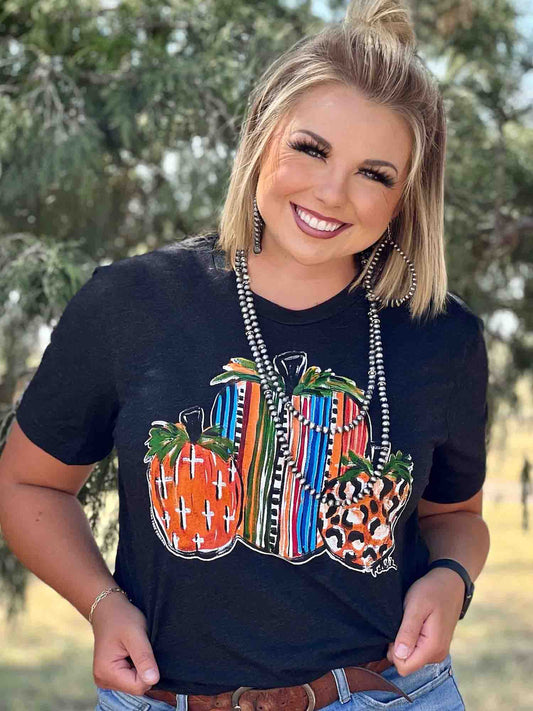 Serape Pumpkins Charblack Tee